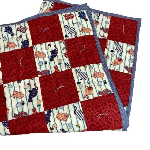 Handmade NWT cat themed baby or lap quilt 43” X 38” - Picture 8 of 16